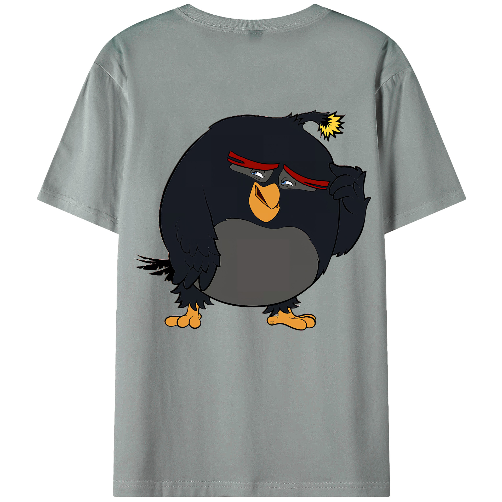 （画像用） Angry Birds アングリーバード 綿100％ メンズ半袖Tシャツ（バックプリント） 通気性